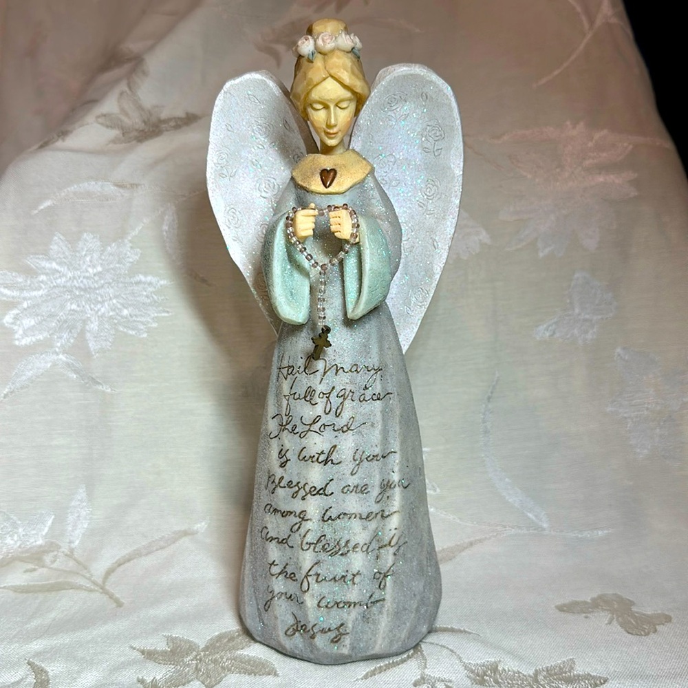 Elegant Angel Figurine with Rosary